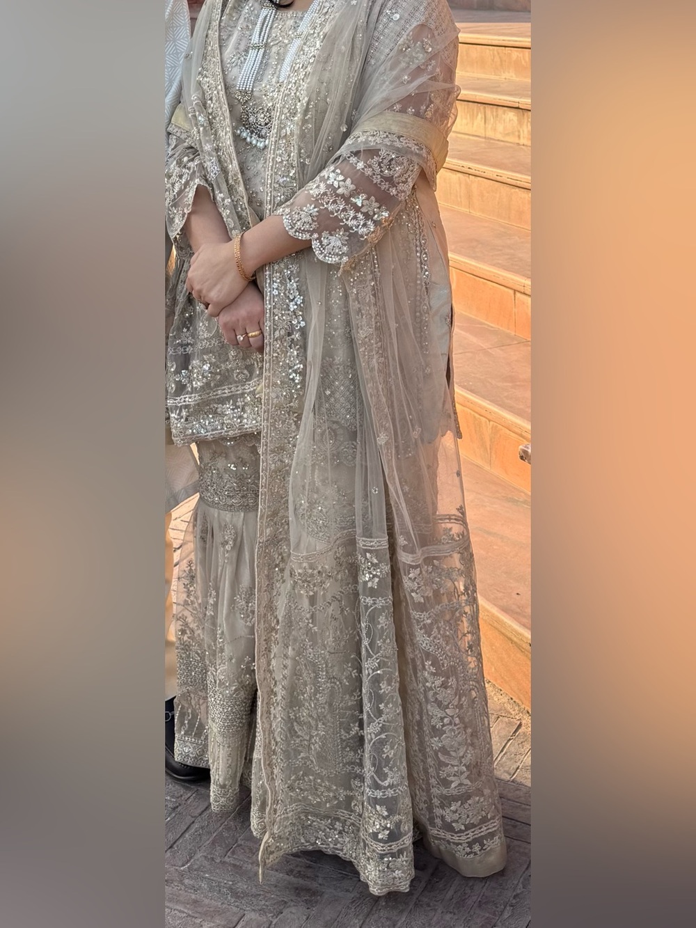 Bridal Cream Embroidered Wedding Dress from Faiza Saqlain unstitched collection - Picture 6 of 7